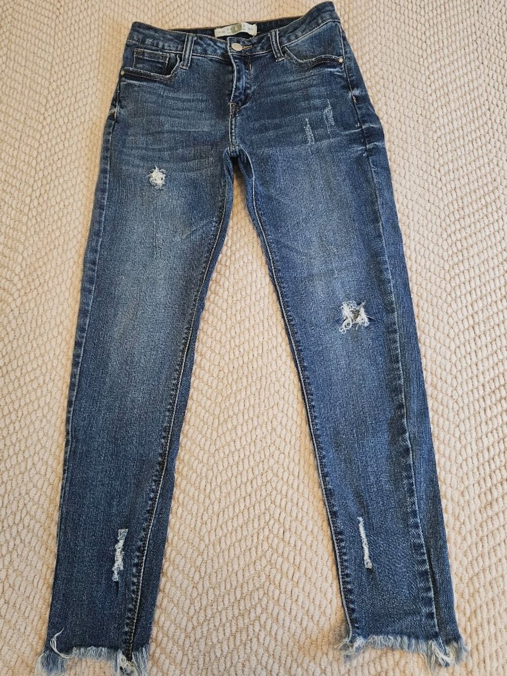 Papaya Women's Distressed Skinny Jeans Raw Hem Cotton Size 5
